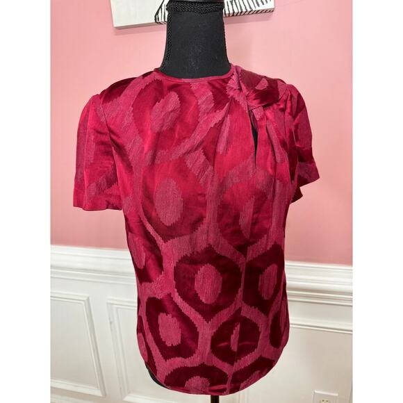 Isabelle Marant Tonal Knotted Blouse in Wine Red Size 36 Short Sleeve Viscose - Picture 4 of 6